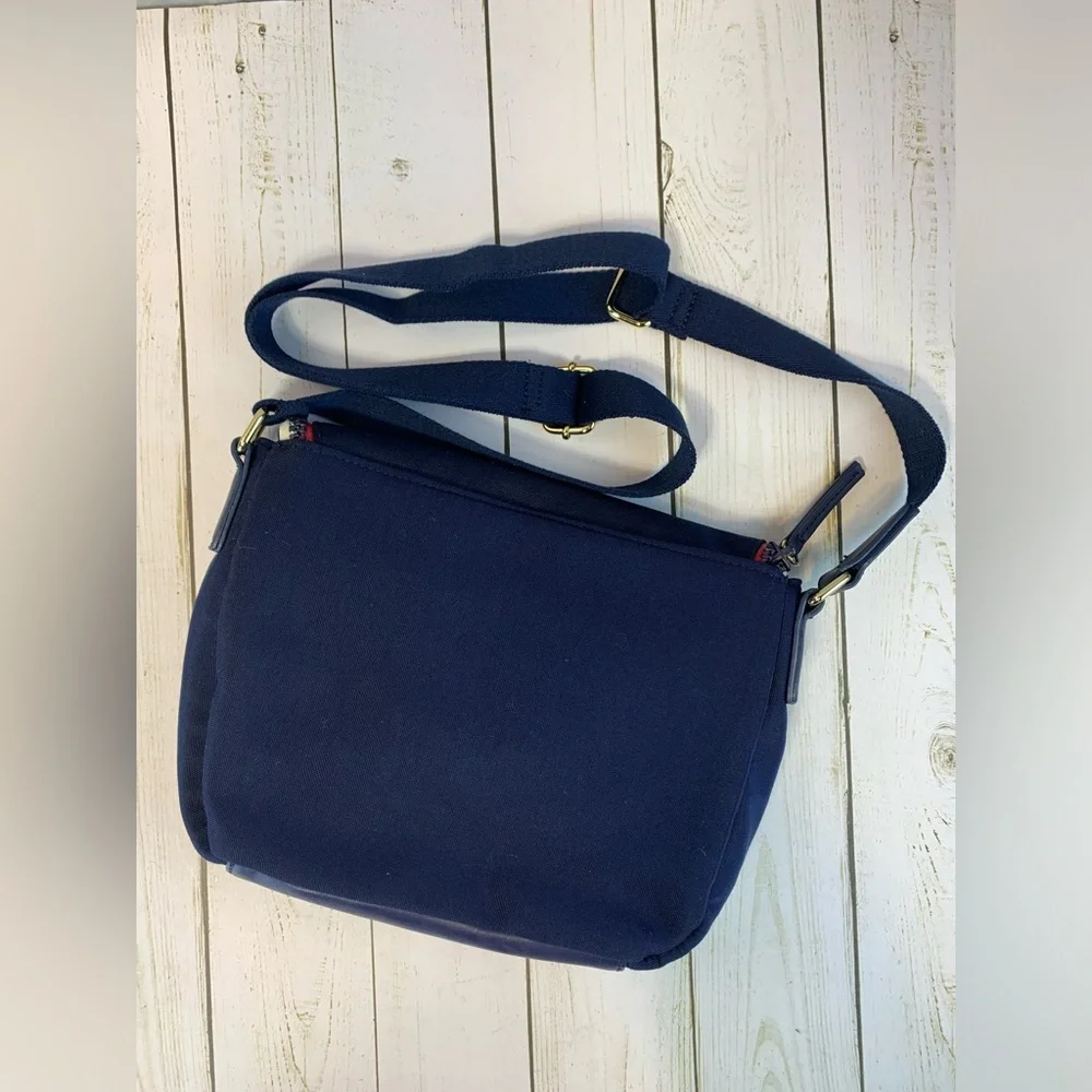 Tommy Hilfiger Canvas/Nylon Messenger/Crossbody Bag-Navy &‎ Red